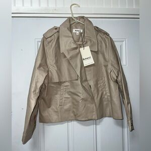 &Merci large Faux leather moto jacket in Taupe